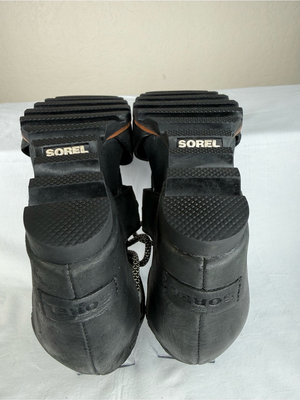 Sorel Joanie II Black Leather Lace Up Wedge Sandals Size 6 - Picture 15 of 15